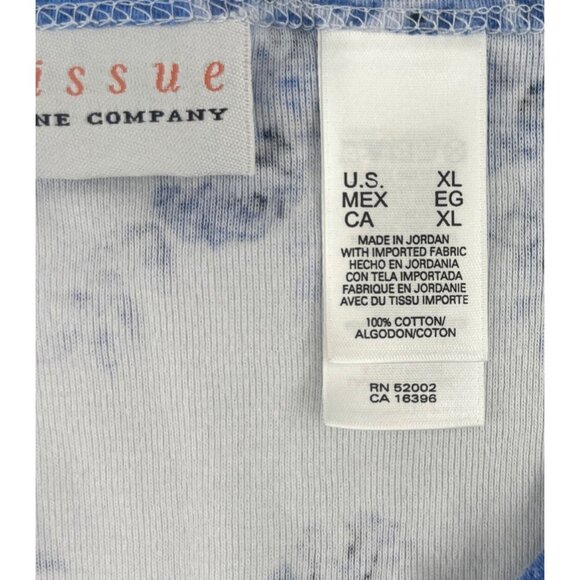 Liz Claiborne First Issue Blue Floral Long Sleeve Top XL 100% Cotton 3/4 sleeves - Picture 3 of 5